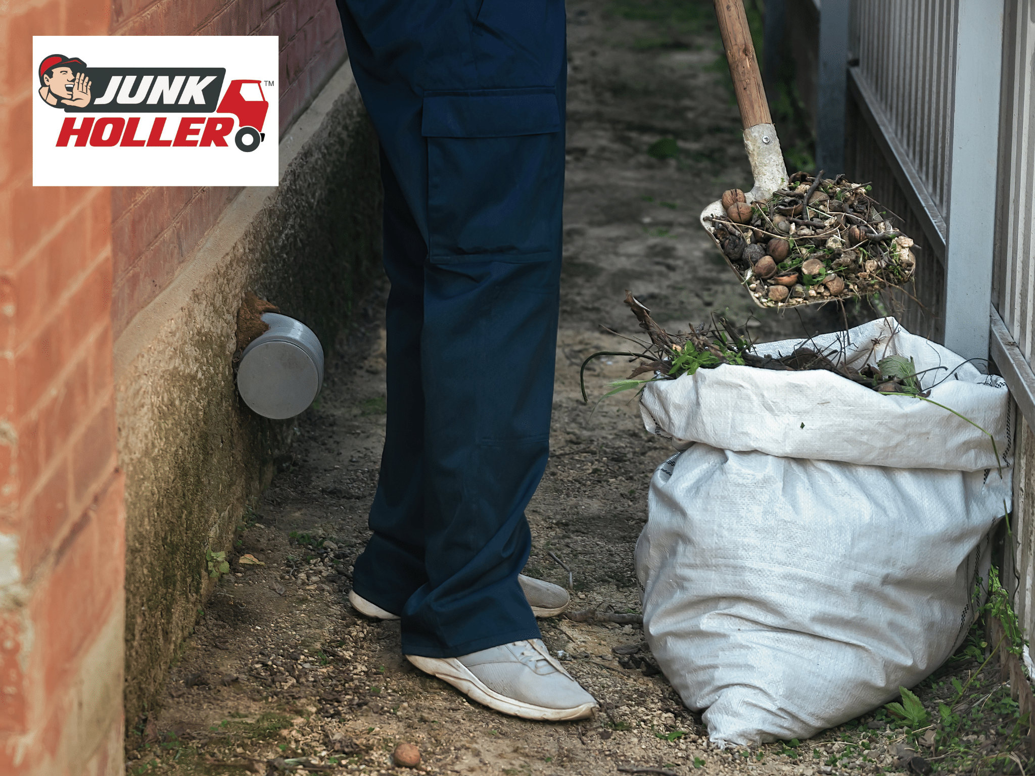 A man cleaning up yard waste in Boise, Idaho.