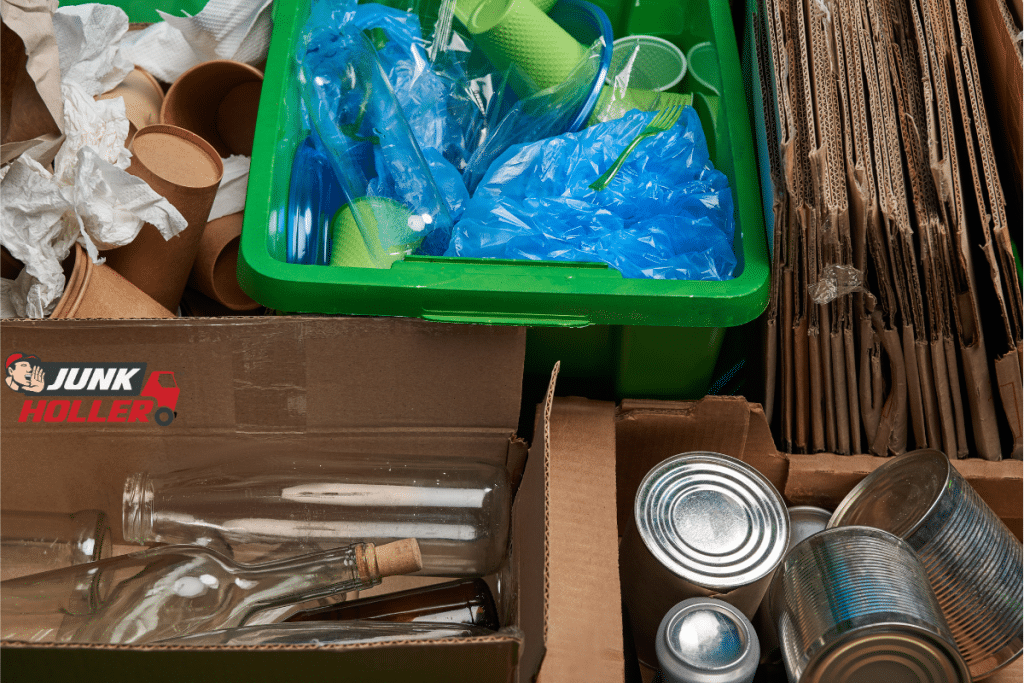 Waste sorted into categories to ensure they are correctly disposed of or recycled to contribute to help protect the environment in Boise, Idaho.
