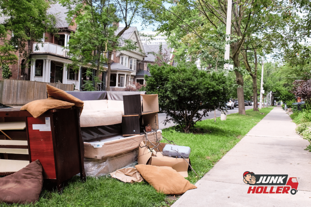 Junk on the curb ready to be removed to increase the value of the property in Boise, Idaho.