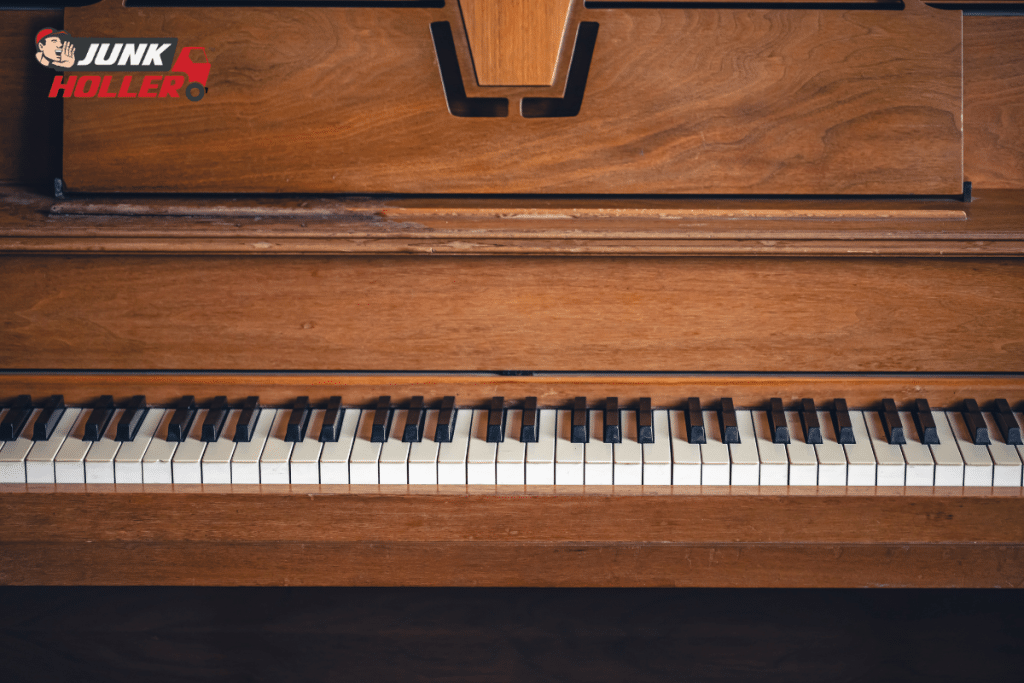 An old piano that will be removed in Boise, Idaho.
