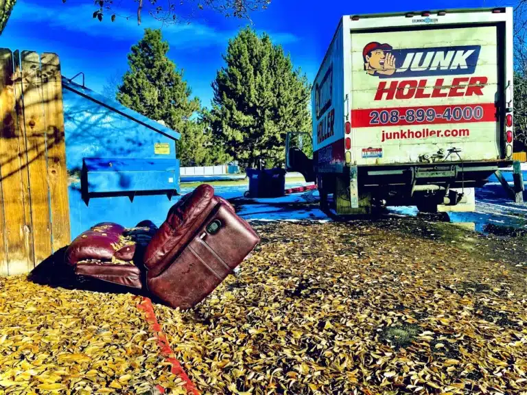 Junk Holler truck parked in Sunset, Boise while doing an appliance pickup.