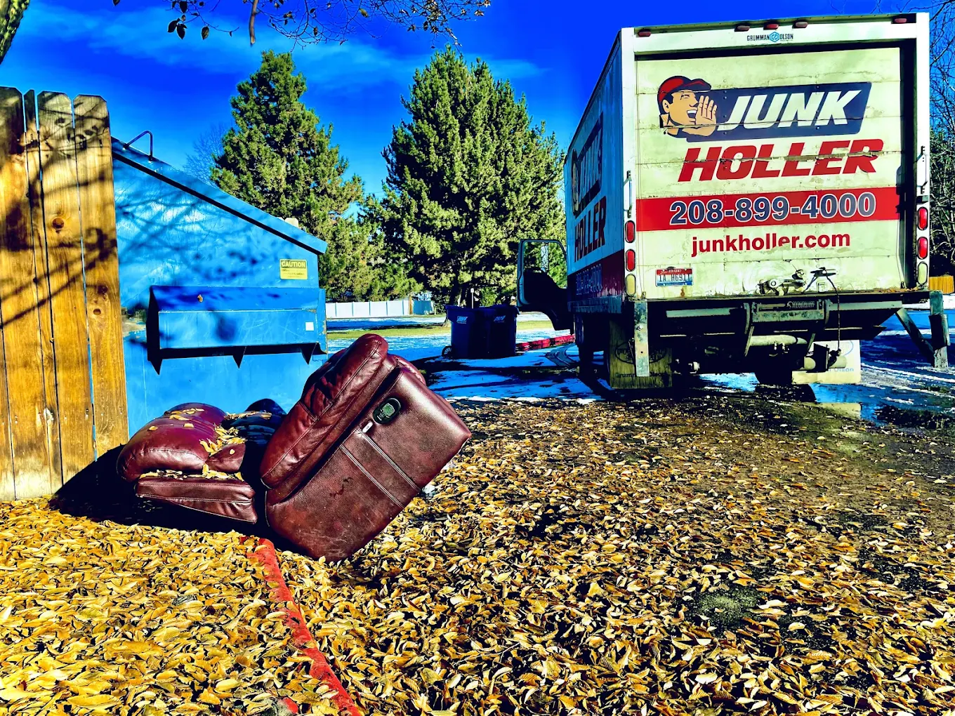Junk Holler truck parked in Sunset, Boise while doing an appliance pickup.