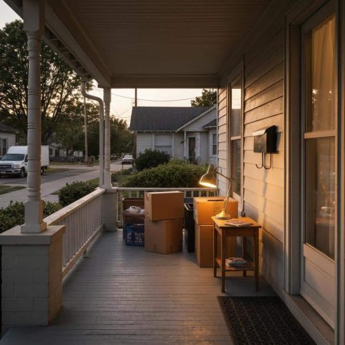 Household items placed on a Caldwell front porch ready for junk removal